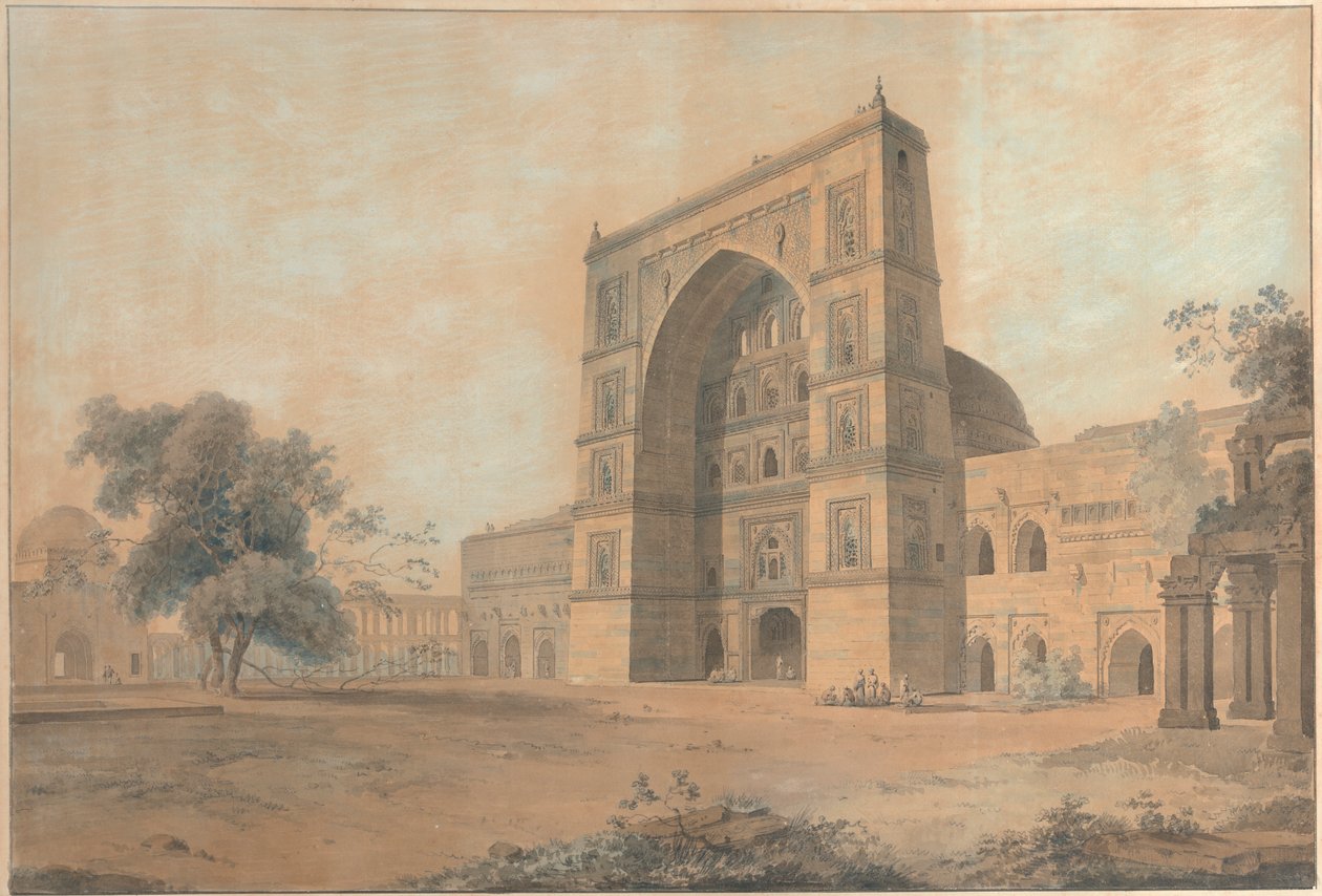 De Moskee in Juanpore Gebouwd door Sultan Hussain Sherki | Gemaakt in December 1789 door Thomas Daniell