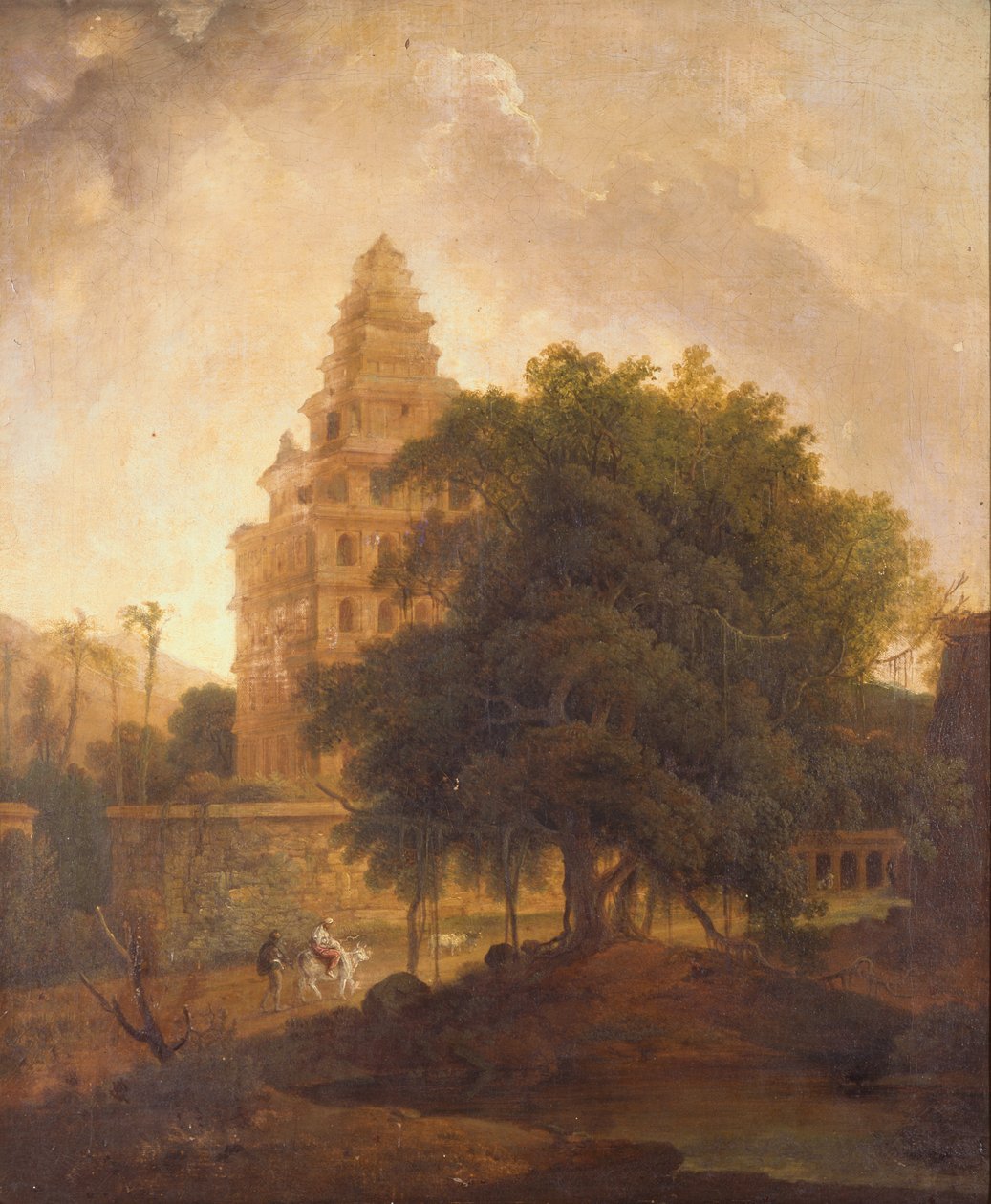 Reizigers op een Pad bij het Kalyan Mahal, Gingee, Tamil Nadu door Thomas Daniell