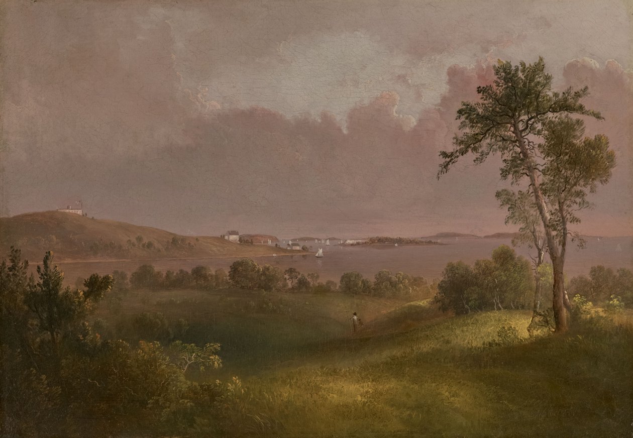 Gezicht op de haven van Boston vanaf Dorchester Heights door Thomas Doughty