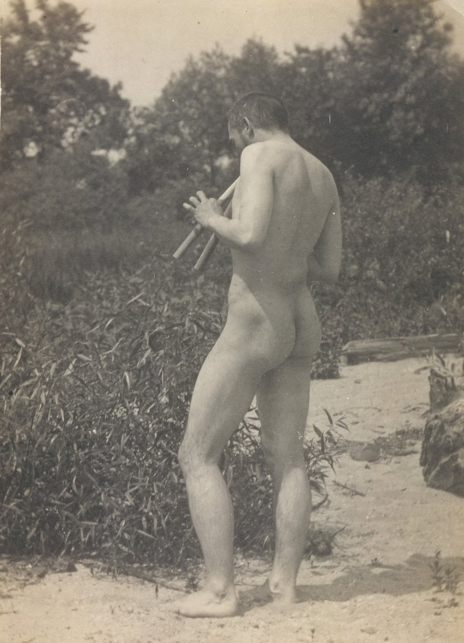 Thomas Eakins, naakt, spelend op pijpen door Thomas Eakins