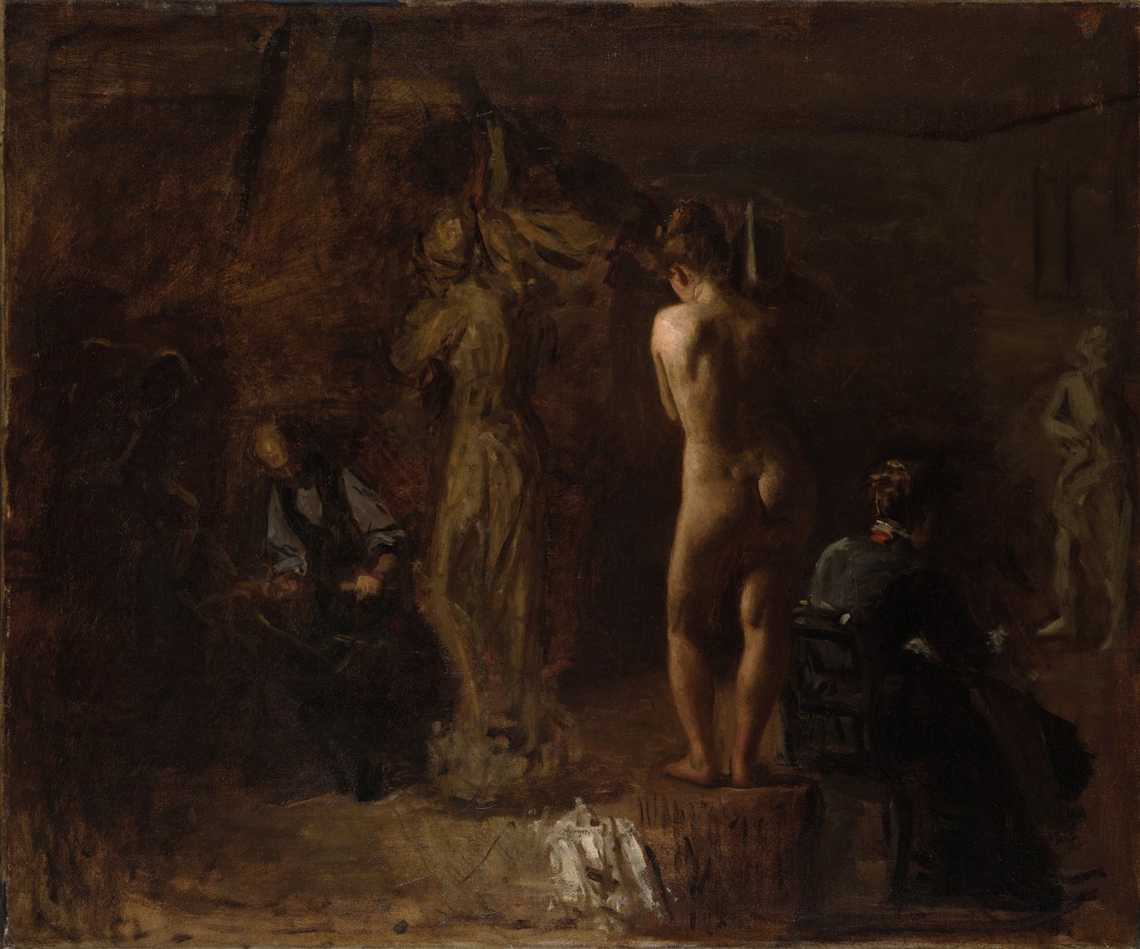 William Rush hakt zijn allegorische figuur van de rivier de Schuylkill, studie door Thomas Eakins