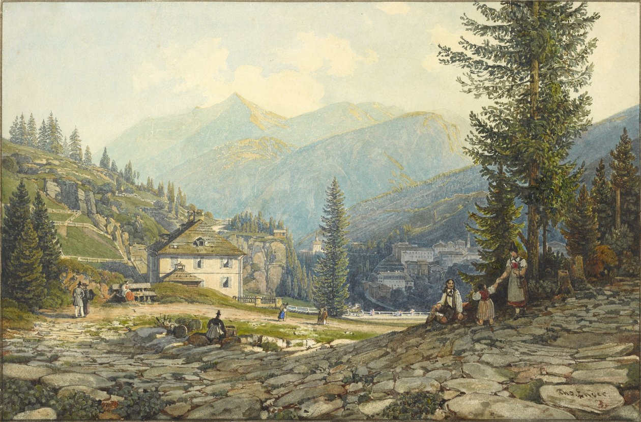 Uitzicht op de Residentie van Aartshertog Johann in Gastein Hot Springs door Thomas Ender