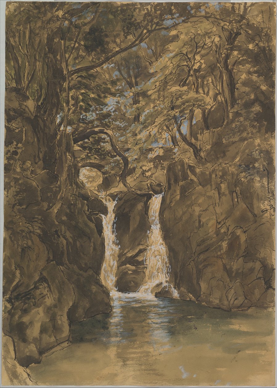 Gezicht op de lagere Rydal Falls, Cumbria door Thomas Fearnley