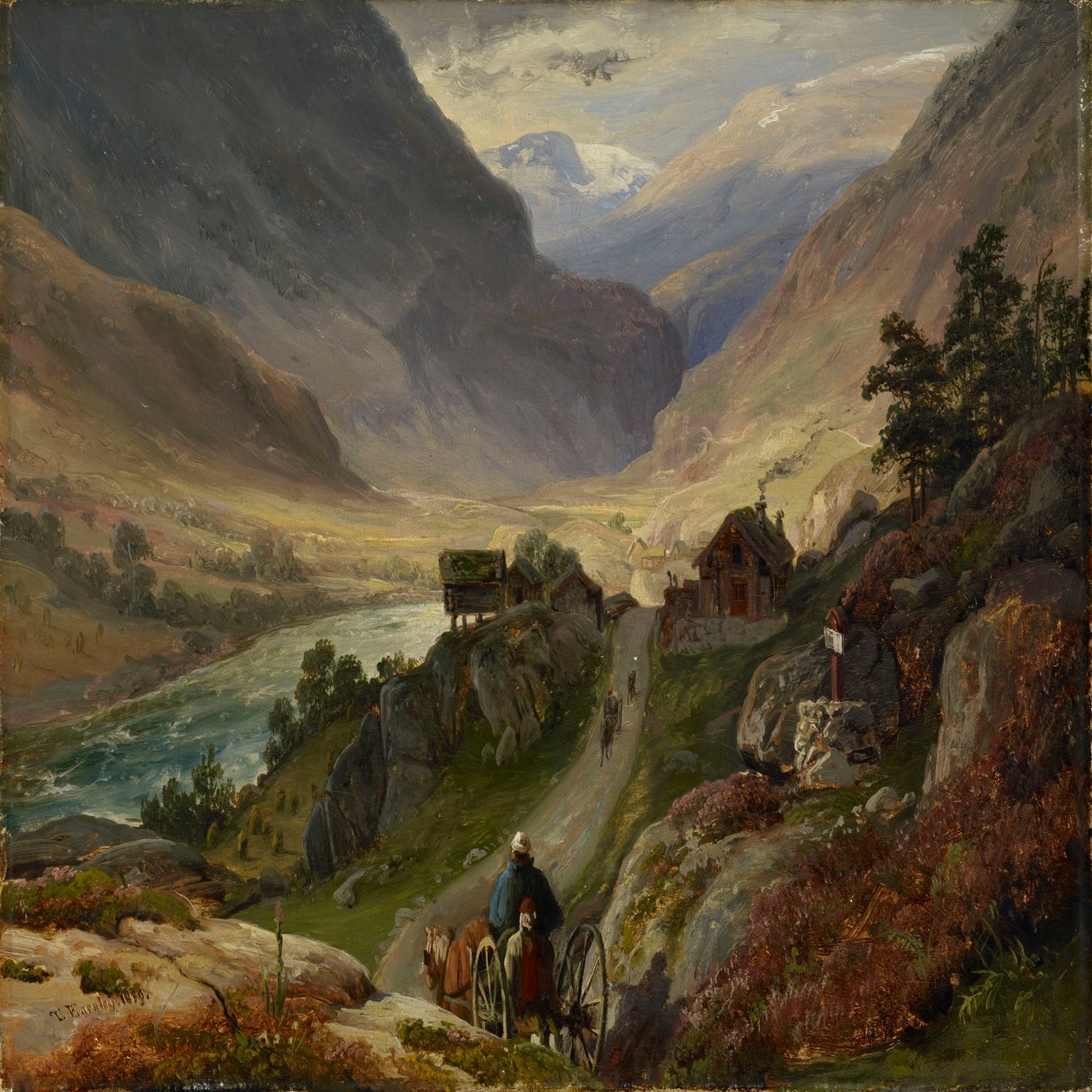 Steile wegen in Lærdal door Thomas Fearnley