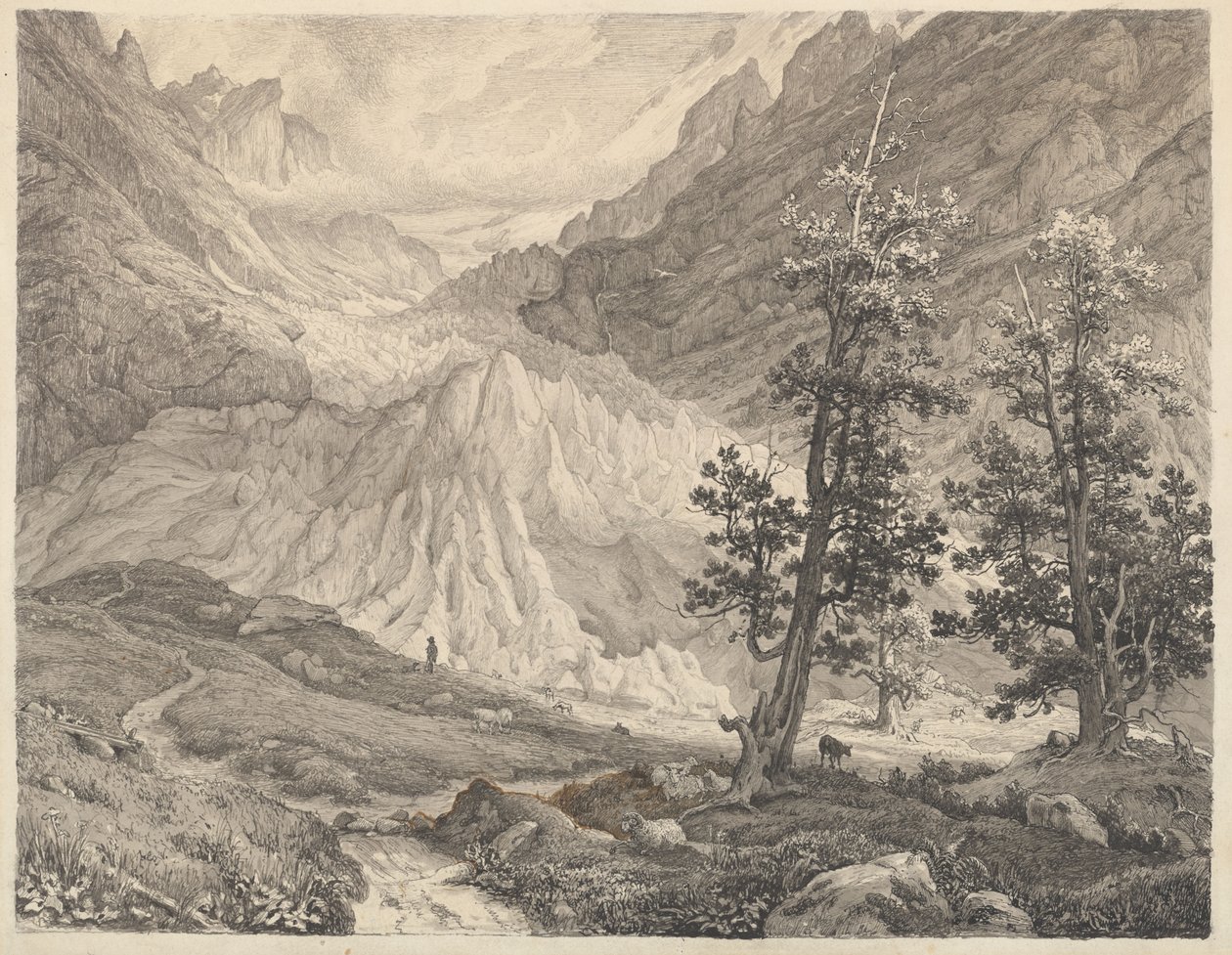 De Grindelwaldgletsjer, Zwitserland door Thomas Fearnley