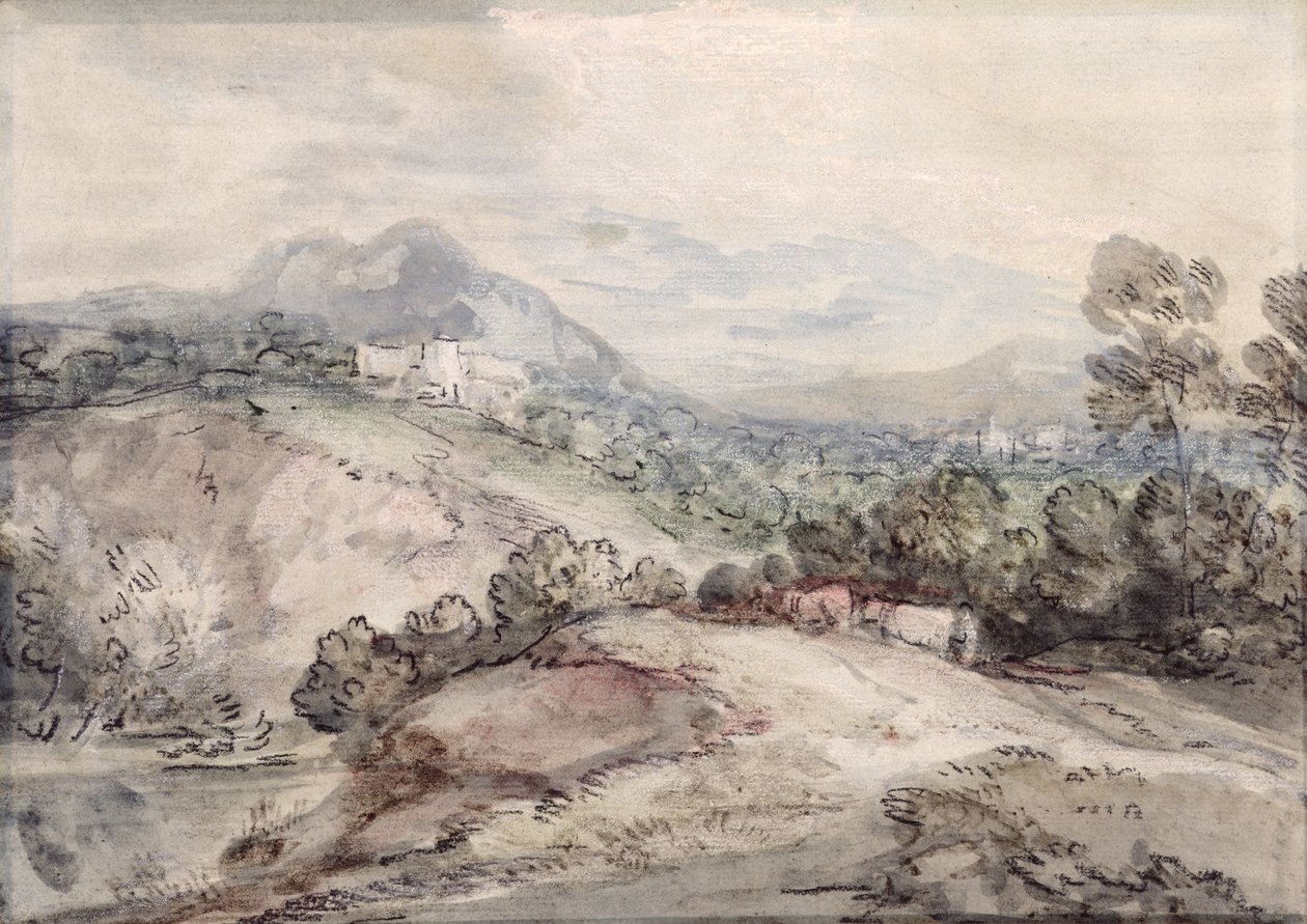 Een Heuvelachtig Landschap door Thomas Gainsborough