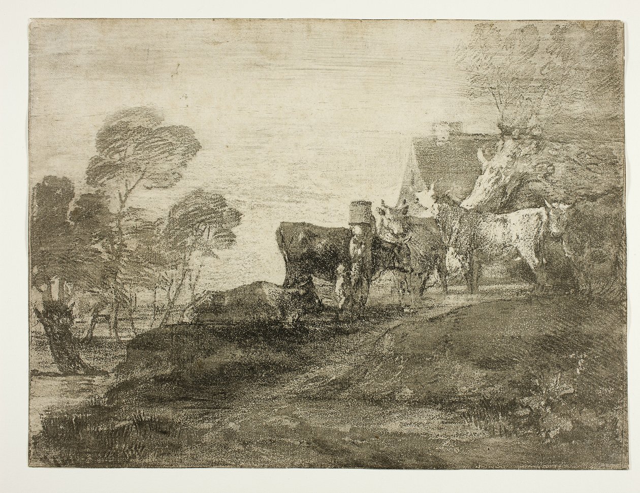 Landschap met vee bij een huisje door Thomas Gainsborough