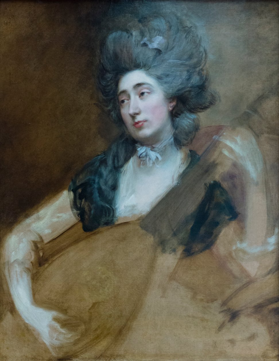 Margaret Gainsborough met een theorbo, ca. 1777 door Thomas Gainsborough