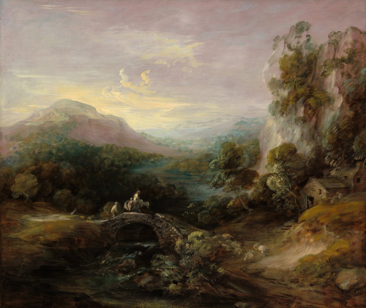 Berglandschap met brug, ca. 1783-1784 door Thomas Gainsborough