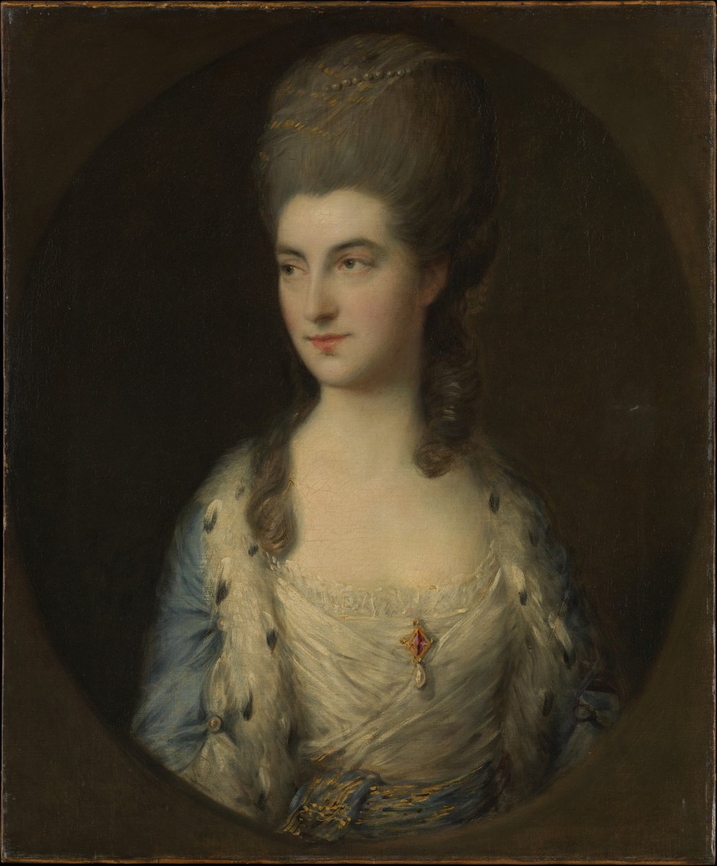 Portret van een jonge vrouw, genaamd Miss Sparrow door Thomas Gainsborough