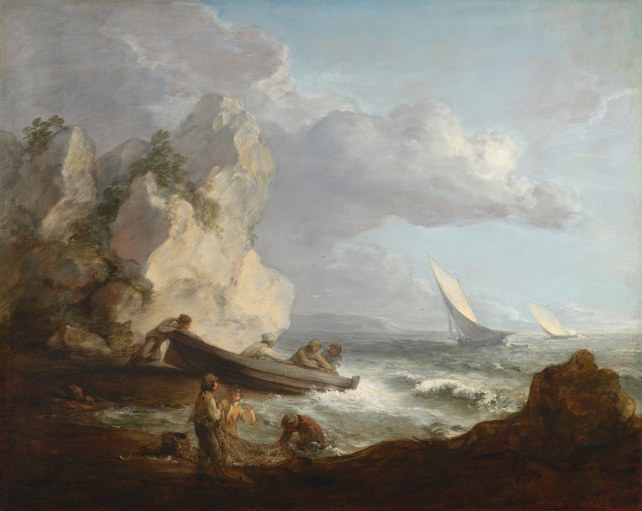 Zeekust met vissers door Thomas Gainsborough