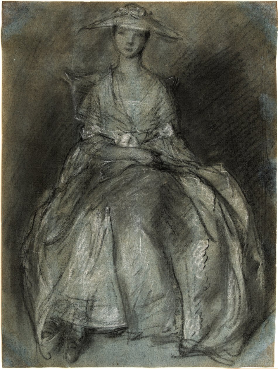 Studie van een zittende vrouw (recto); studie van een klein meisje zittend op een bank (verso) door Thomas Gainsborough