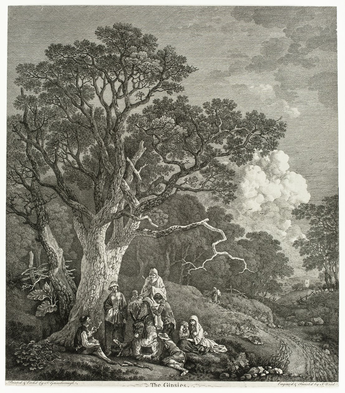Bosrijk Landschap met Zigeuners Rond een Vuur door Thomas Gainsborough