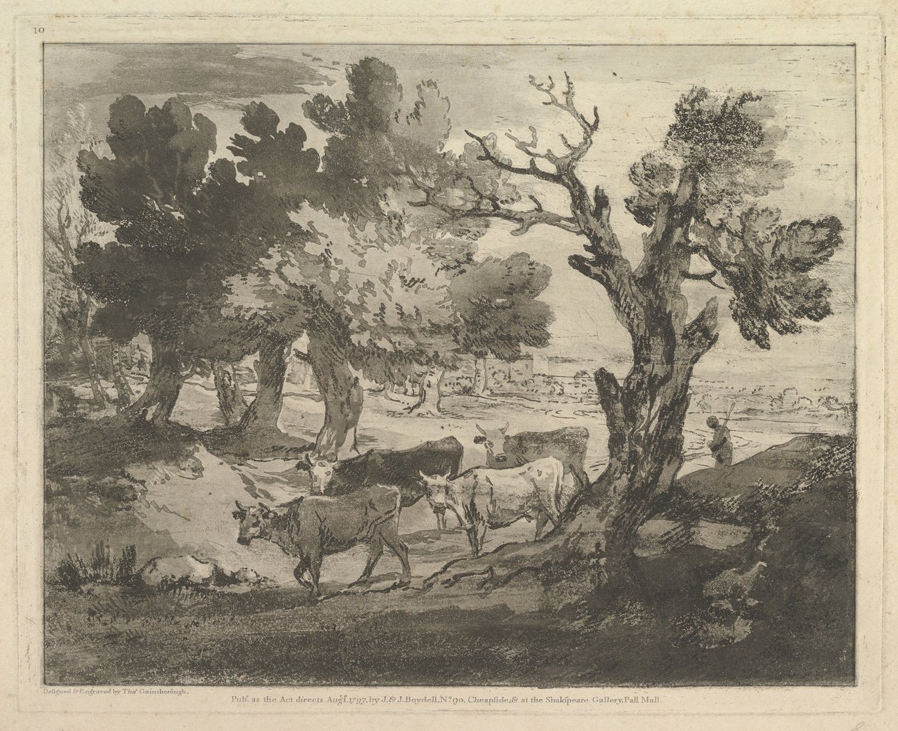 Boslandschap met herders en koeien, 1 augustus 1797 door Thomas Gainsborough