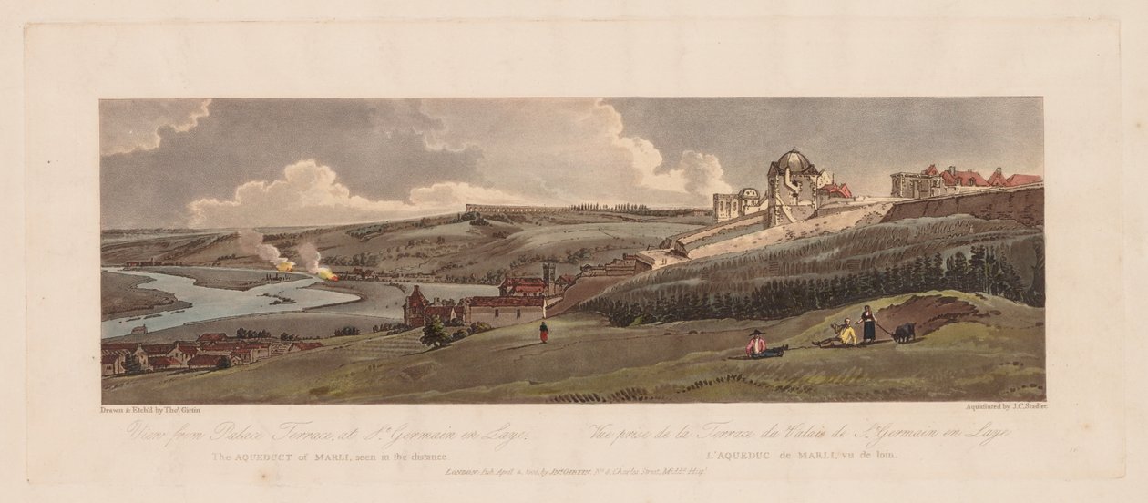 Een Selectie van Twintig van de Meest Schilderachtige Uitzichten in Parijs: Uitzicht vanaf Paleisterras, bij St. Germain en Laye, het Aquaduct van Marli in de Verte door Thomas Girtin