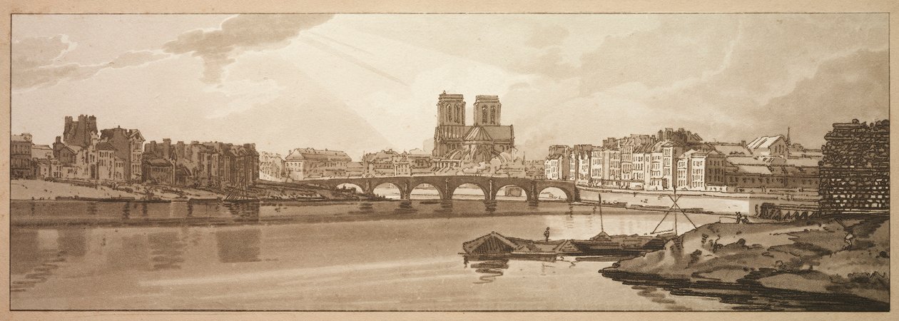 Een Selectie van Twintig van de Meest Schilderachtige Uitzichten in Parijs: Uitzicht op Pont de la Tournelle door Thomas Girtin