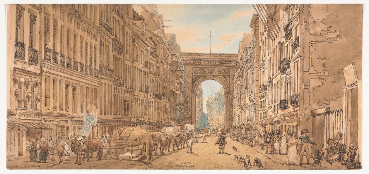Een Selectie van Twintig van de Meest Pittoreske Uitzichten in Parijs: Uitzicht op de Poort van St. Denis genomen vanuit de Voorsteden door Thomas Girtin