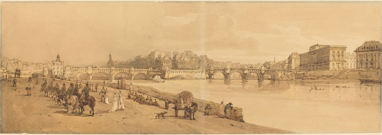 Een Uitzicht op de Pont Neuf, de Munt, enz.: pl.8 door Thomas Girtin