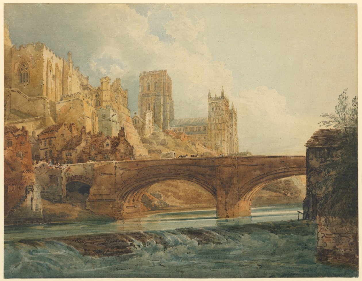 Kathedraal en kasteel van Durham door Thomas Girtin