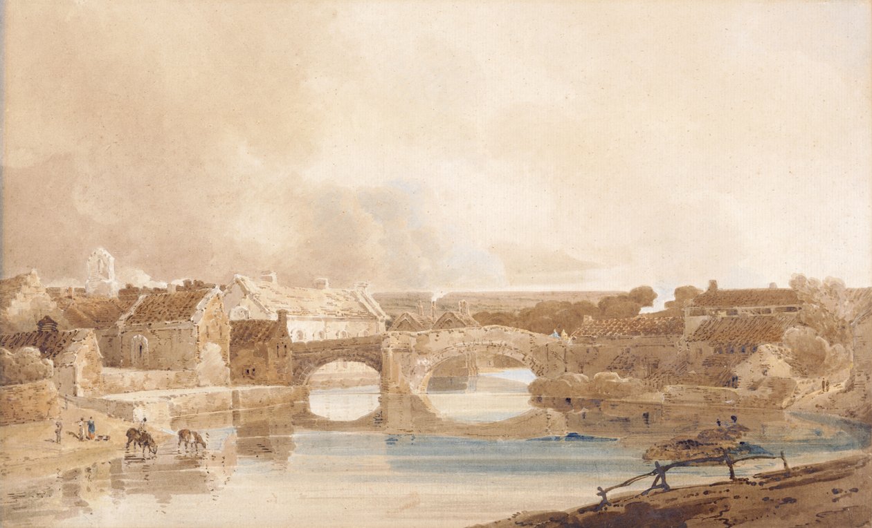 Morpeth Brug, Northumberland, ca. 1801 door Thomas Girtin