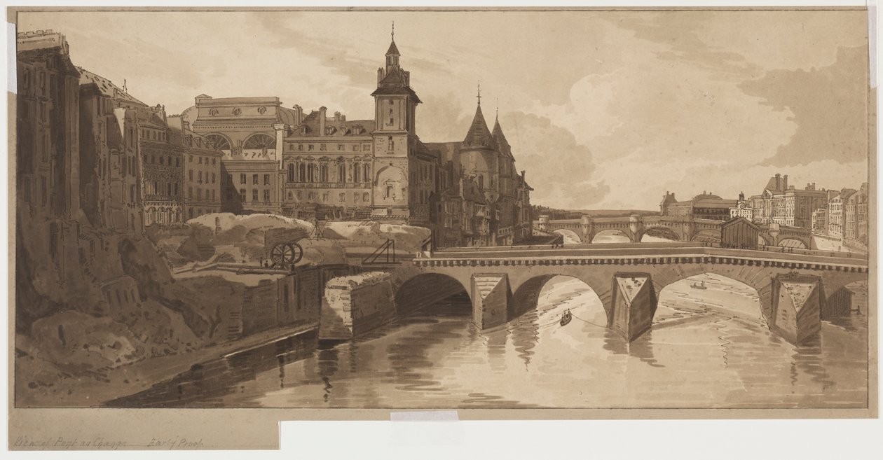 Een Selectie van Twintig van de Meest Schilderachtige Uitzichten in Parijs: Uitzicht op Pont au Change door Thomas Girtin