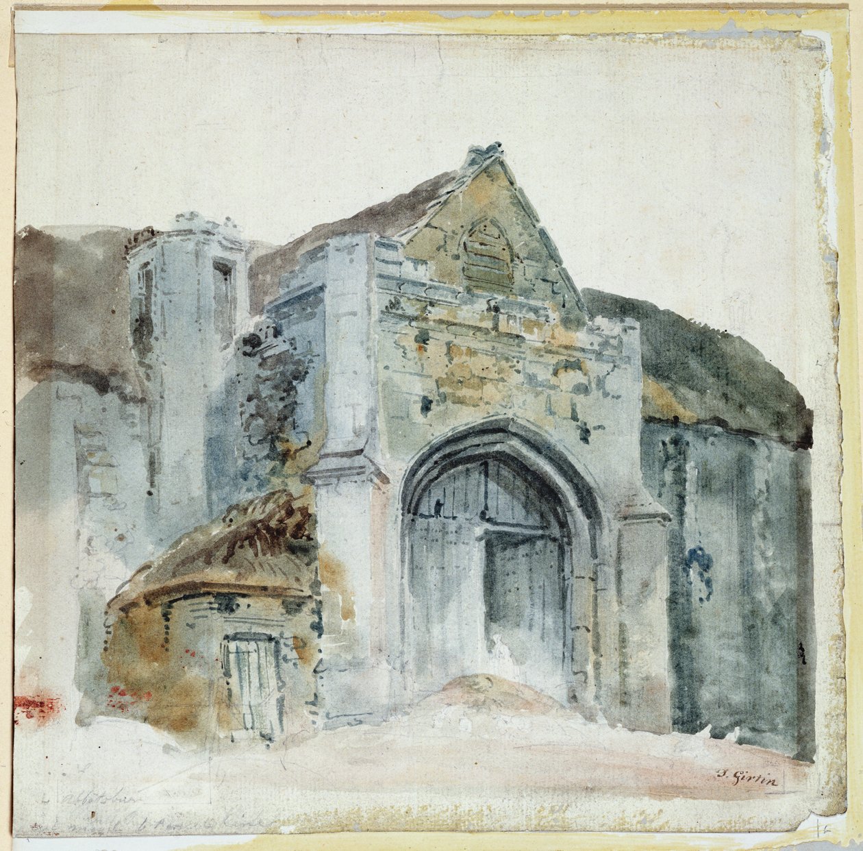 De tiendschuur, Abbotsbury door Thomas Girtin