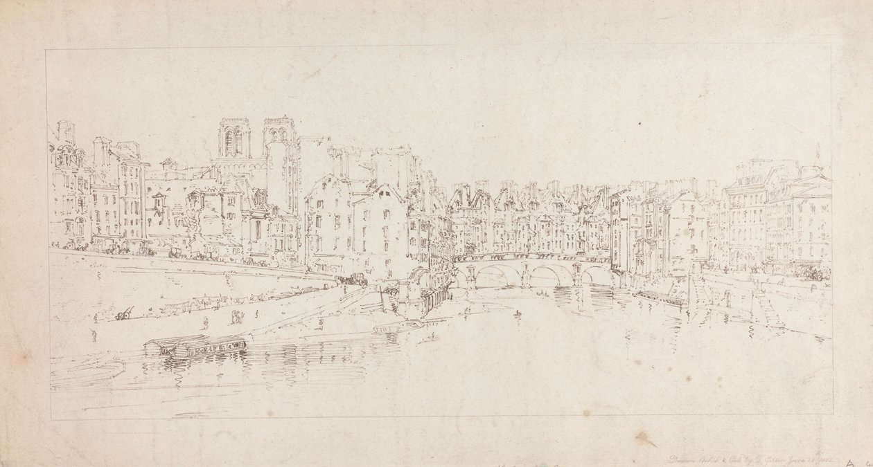 Uitzicht op Pont St. Michel vanaf Pont Neuf door Thomas Girtin