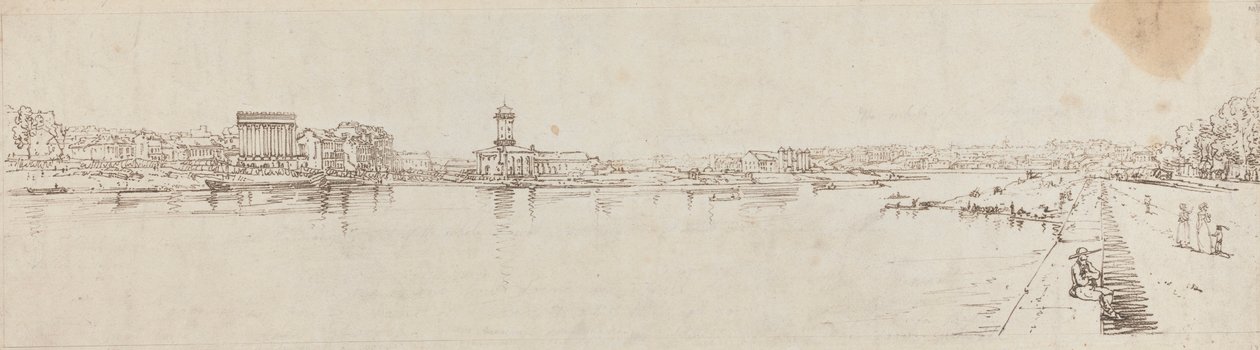 Uitzicht op het Dorp Chaillot vanaf de Pont de la Concorde door Thomas Girtin