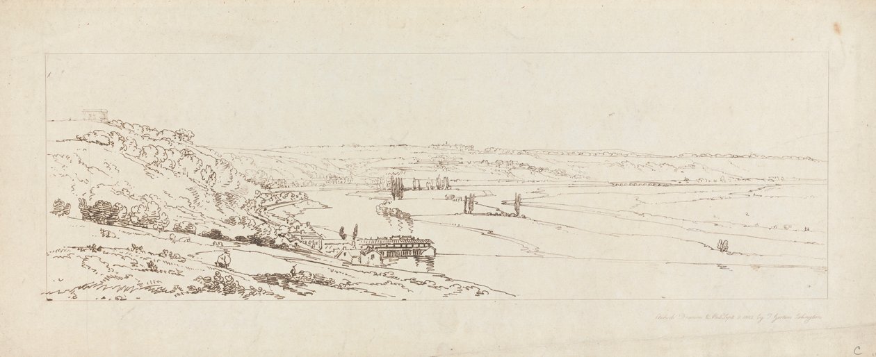 Uitzicht op de Waterwerken bij Marly, en St. Germain-en-Laye in de Verte door Thomas Girtin