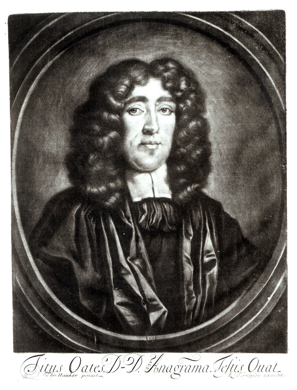Portret van Titus Oates, gegraveerd door R. Thompson door Thomas Hawker