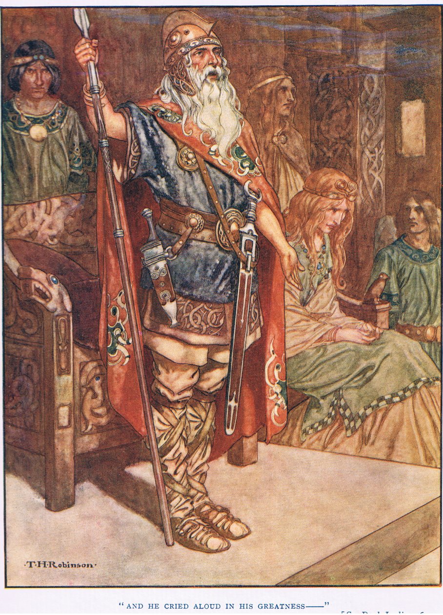 En hij riep luid in zijn grootheid (litho) door Thomas Heath Robinson