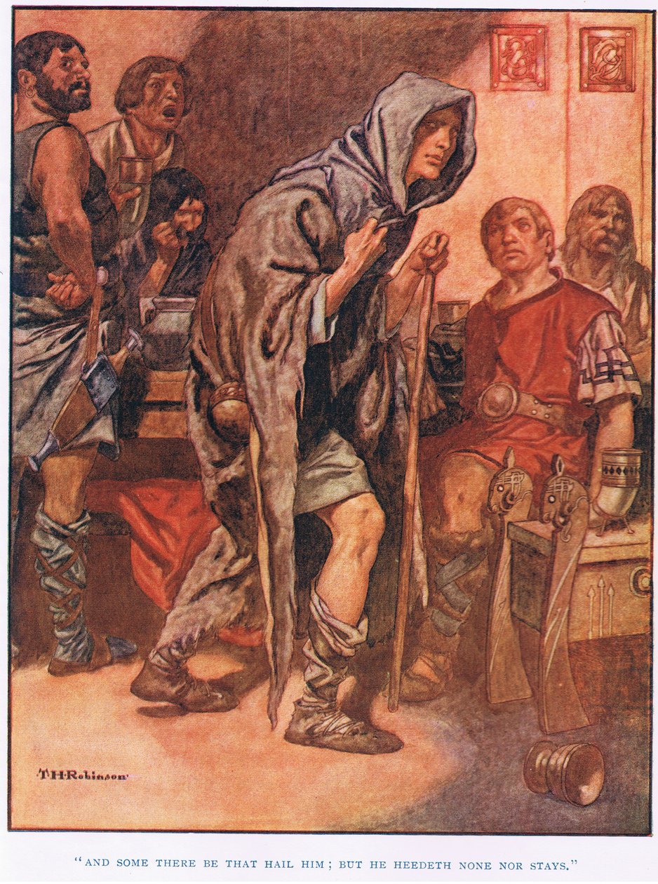 En er zijn er die hem begroeten (litho) door Thomas Heath Robinson