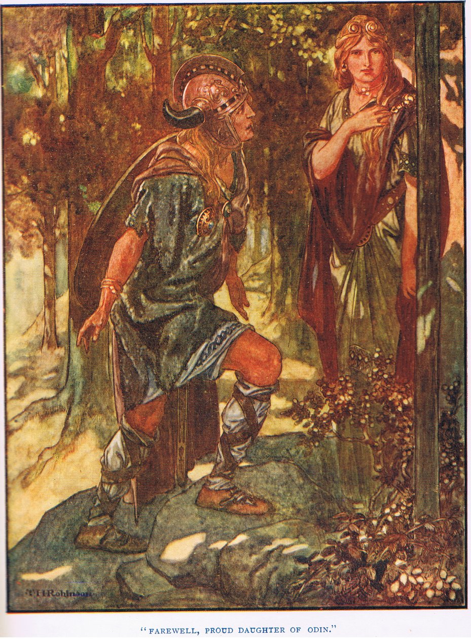 Vaarwel trotse dochter van Odin (litho) door Thomas Heath Robinson