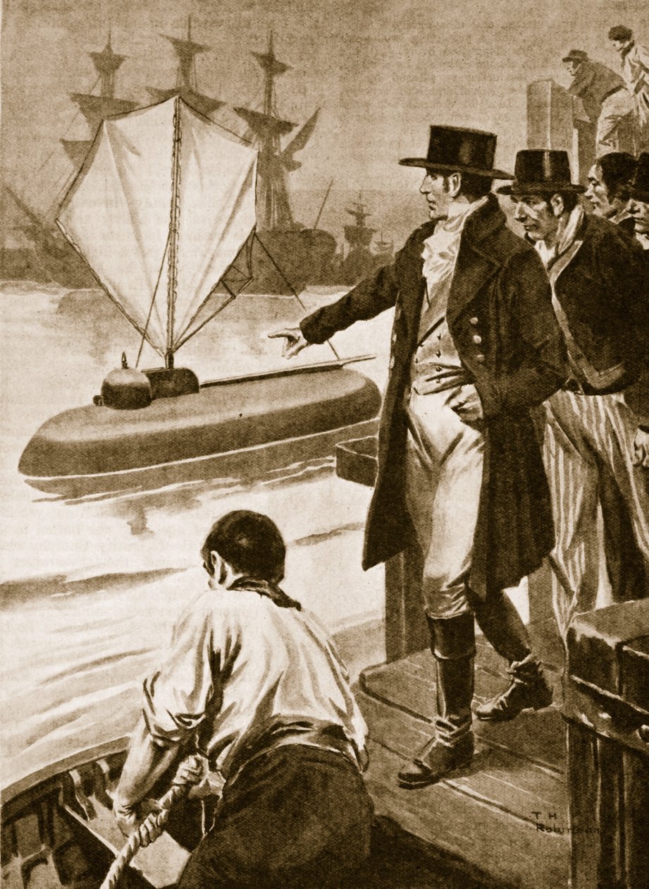 Robert Fulton in Frankrijk toont zijn onderzeeër 