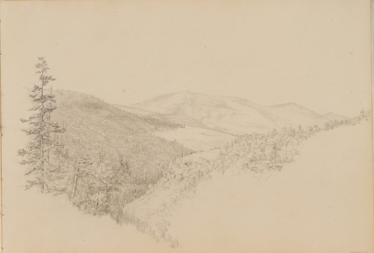 Kauterskill Clove uit Schetsboek van Landschap- en Dieronderwerpen, ca. 1860-64 door Thomas Hewes Hinckley
