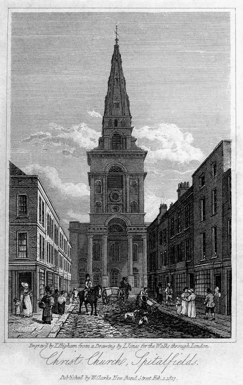 Christ Church, Spitalfields, Londen, 1817 door Thomas Higham