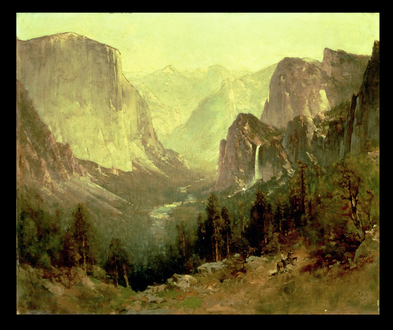 Jagen in Yosemite, 1890 door Thomas Hill