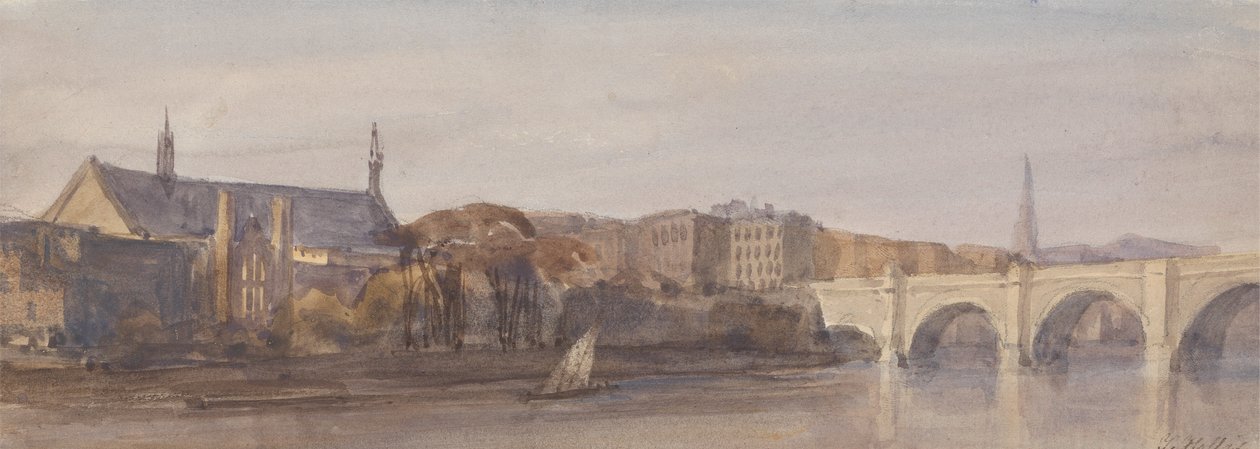 Uitzicht op Westminster Hall en Bridge vanaf Lambeth door Thomas Hollis