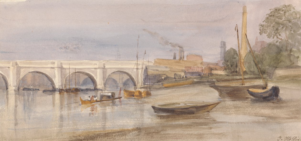 Westminster Bridge vanaf de Lambeth Shore door Thomas Hollis