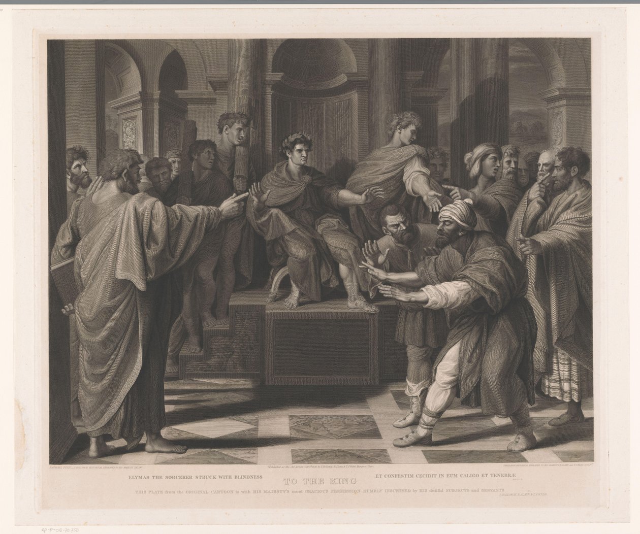 Elymas door Paulus met blindheid getroffen door Thomas Holloway