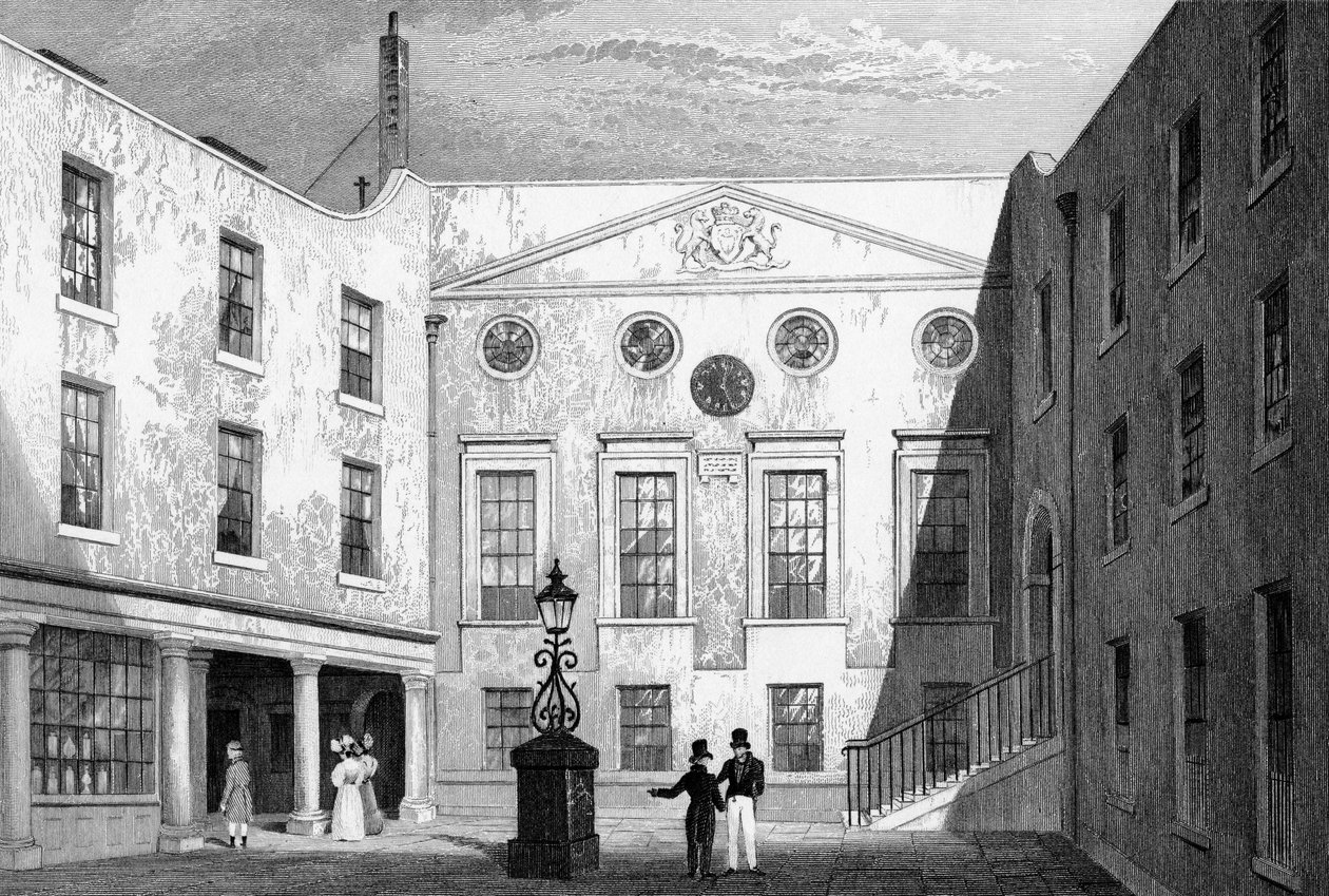 Apothekershal, Pilgrim St., Blackfriars, gegraveerd door J. Hinchliff, 1831 door Thomas Hosmer Shepherd