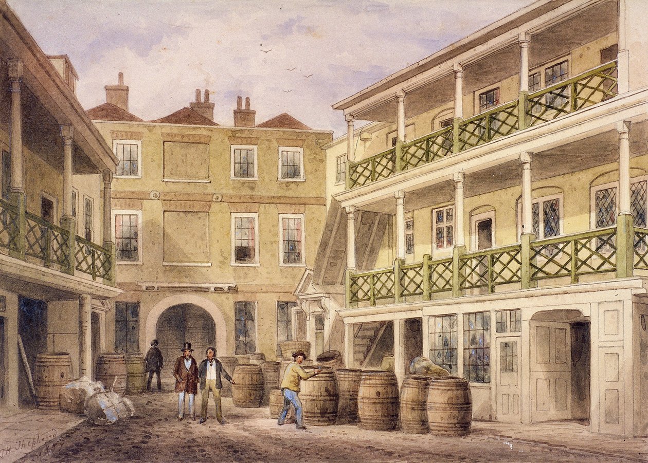 Bell Inn, Aldersgate Street, Londen door Thomas Hosmer Shepherd