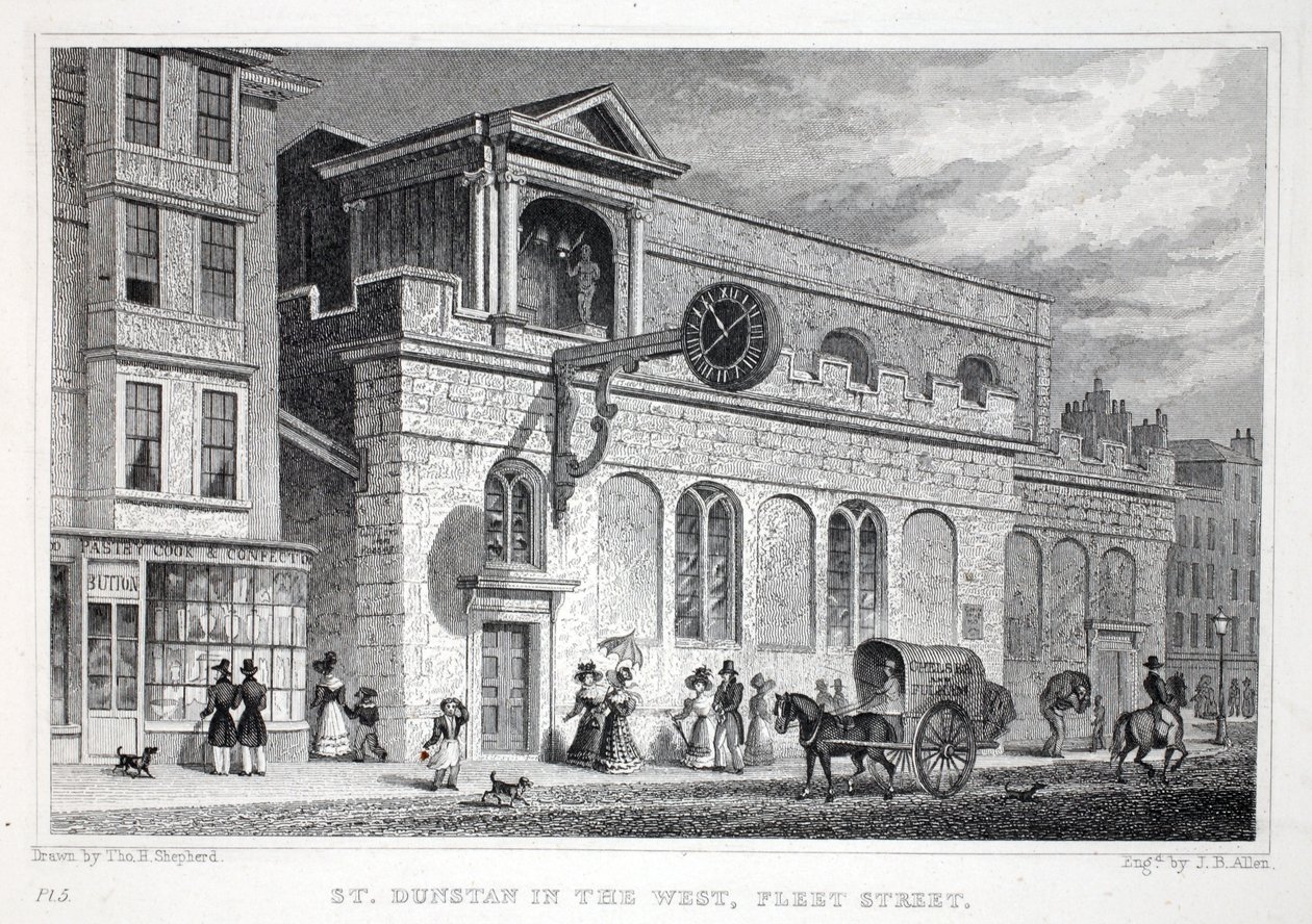Kerk van St Dunstan, in het Westen, Fleet Street, uit 