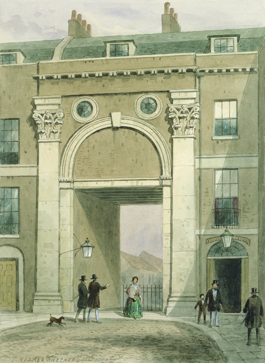 Toegang tot de rivier, Essex Street, 1857 door Thomas Hosmer Shepherd
