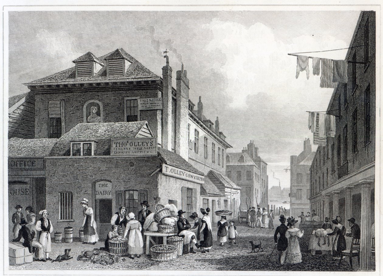 Hungerford Market, Strand, gegraveerd door Thomas Barber, 1830 door Thomas Hosmer Shepherd