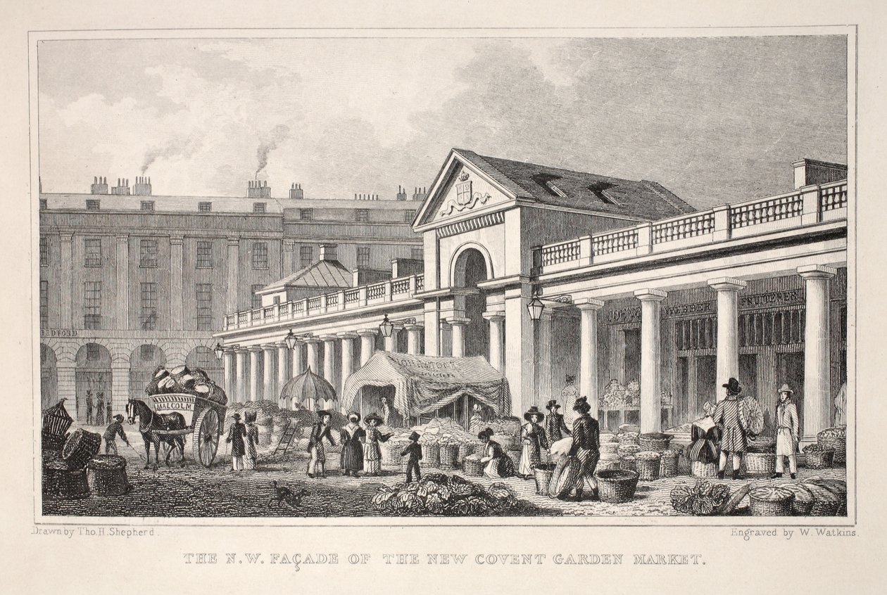 De N.W. Gevel van de Nieuwe Covent Garden Markt, uit 