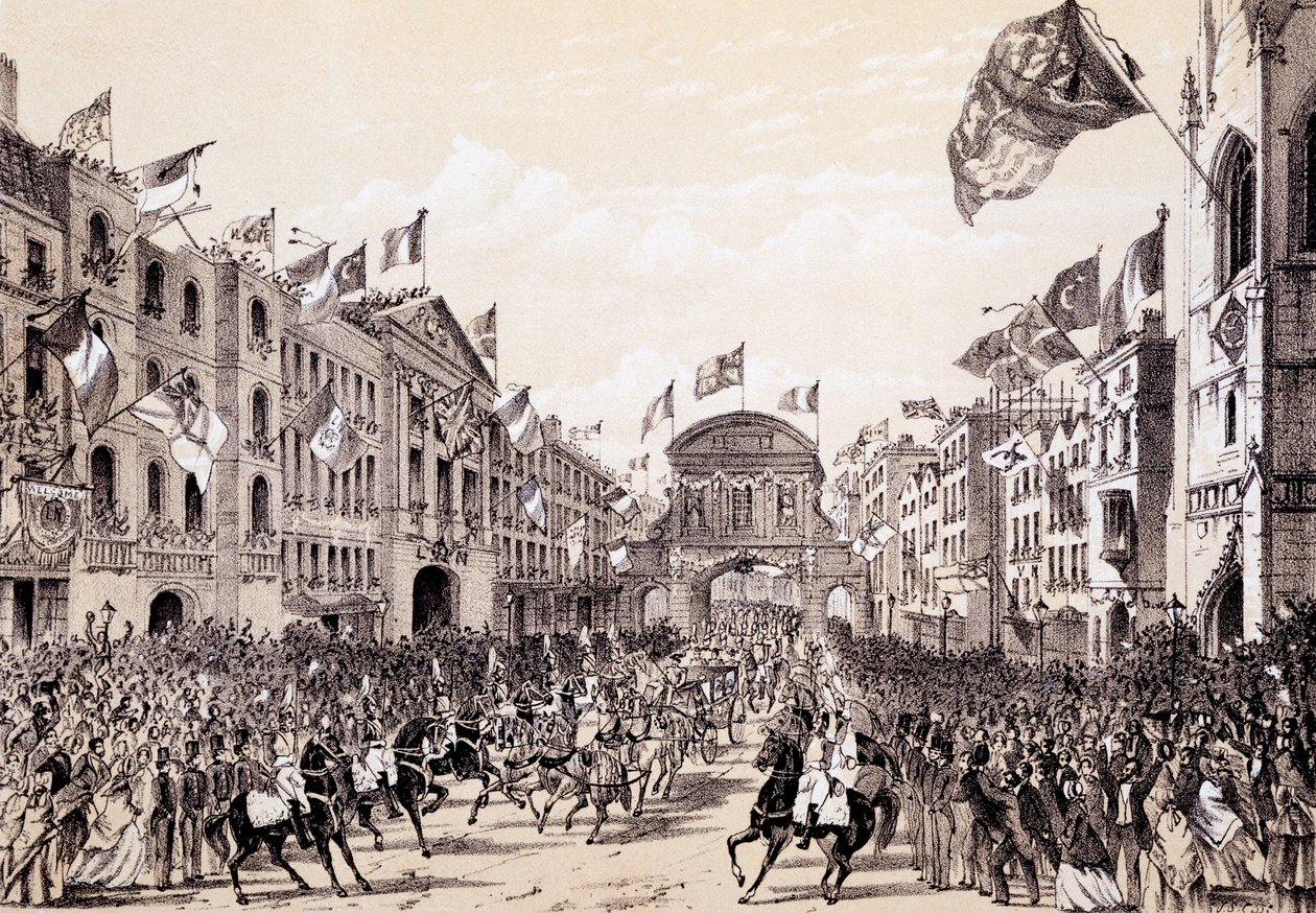 Bezoek van Napoleon III en keizerin Eugenie aan de stad, 19 april 1855 door Thomas Hosmer Shepherd
