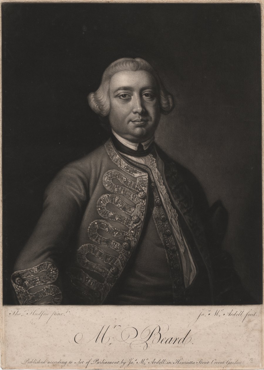 Mr. Beard, gegraveerd door James McArdell, 1764 door Thomas Hudson