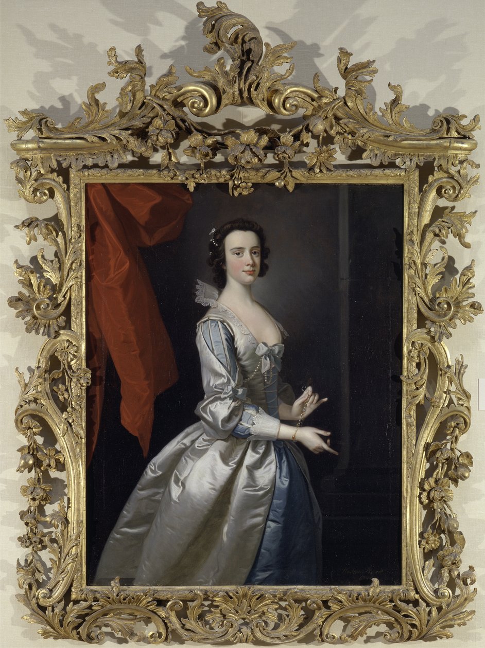 Portret van een vrouw, waarschijnlijk Elizabeth Aislabie, van Studley Royal, Yorkshire door Thomas Hudson