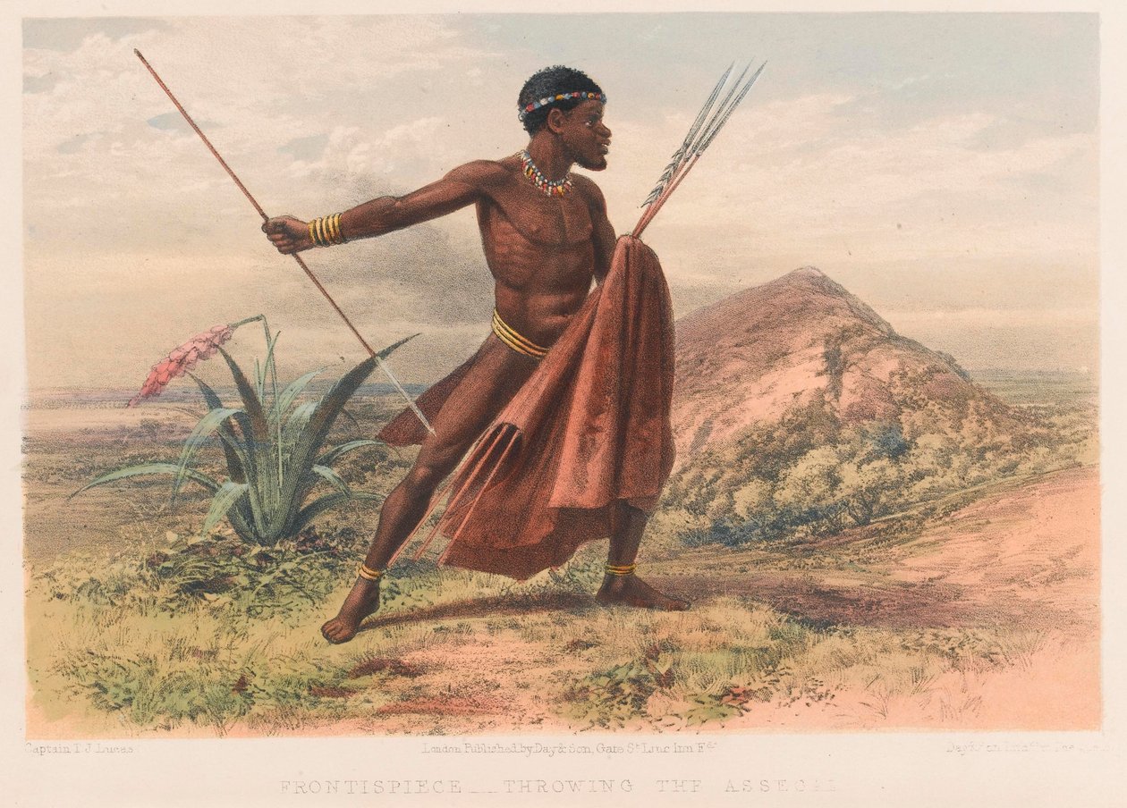 Xhosa krijger, 8e Kaapse Grensoorlog door Thomas J. (after) Lucas